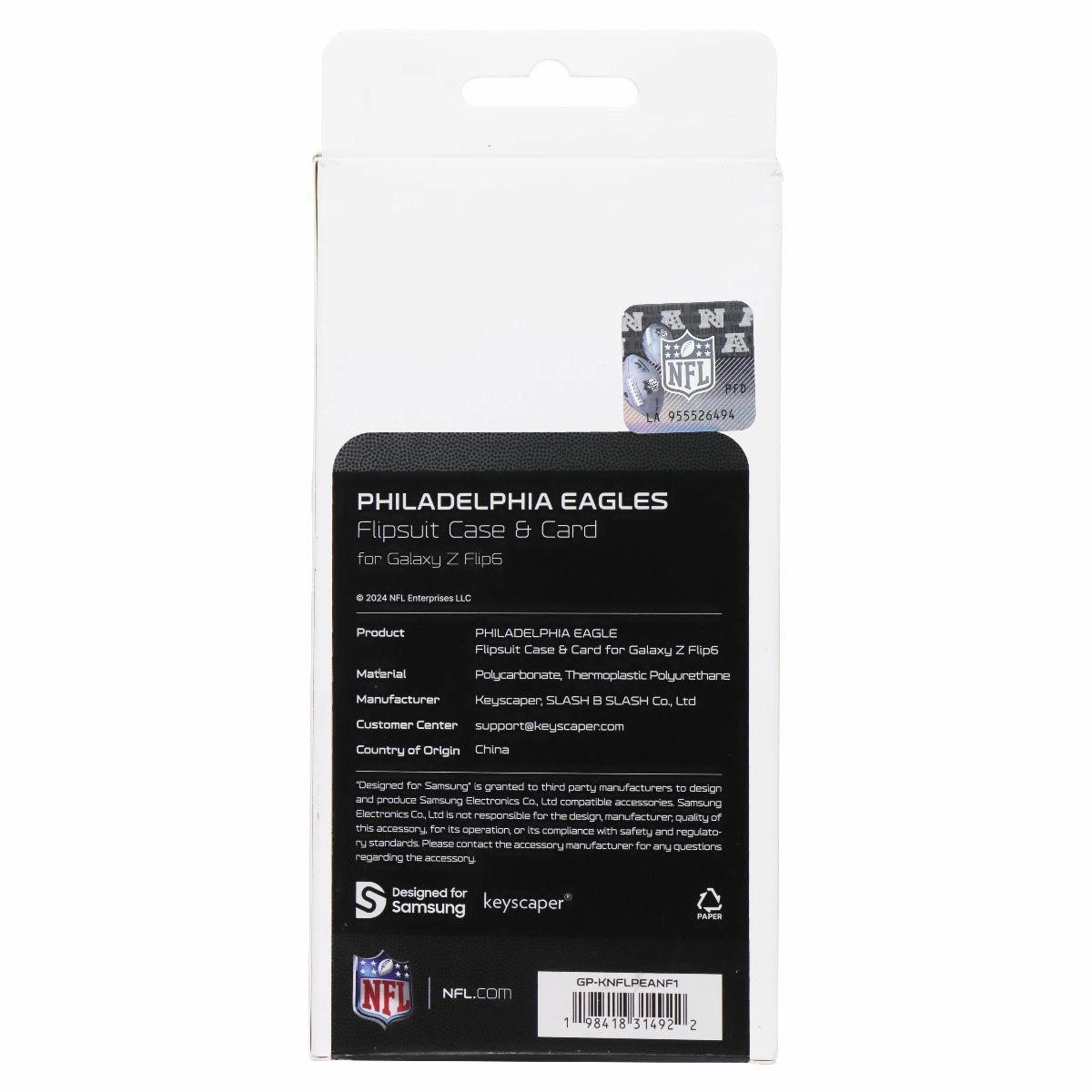 Samsung Flipsuit Case & Card for Galaxy Z Flip6 - NFL Philadelphia Eagles Protective Frame Design Protective Detail