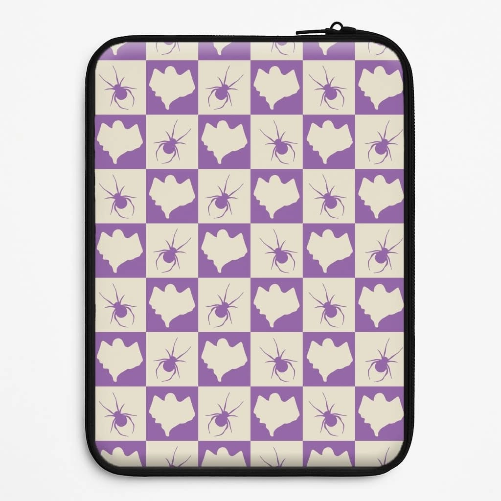 Spiders And Ghosts Checkered Pattern I Laptop Sleeve Scratch Resistant