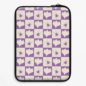 Spiders And Ghosts Checkered Pattern I Laptop Sleeve Scratch Resistant
