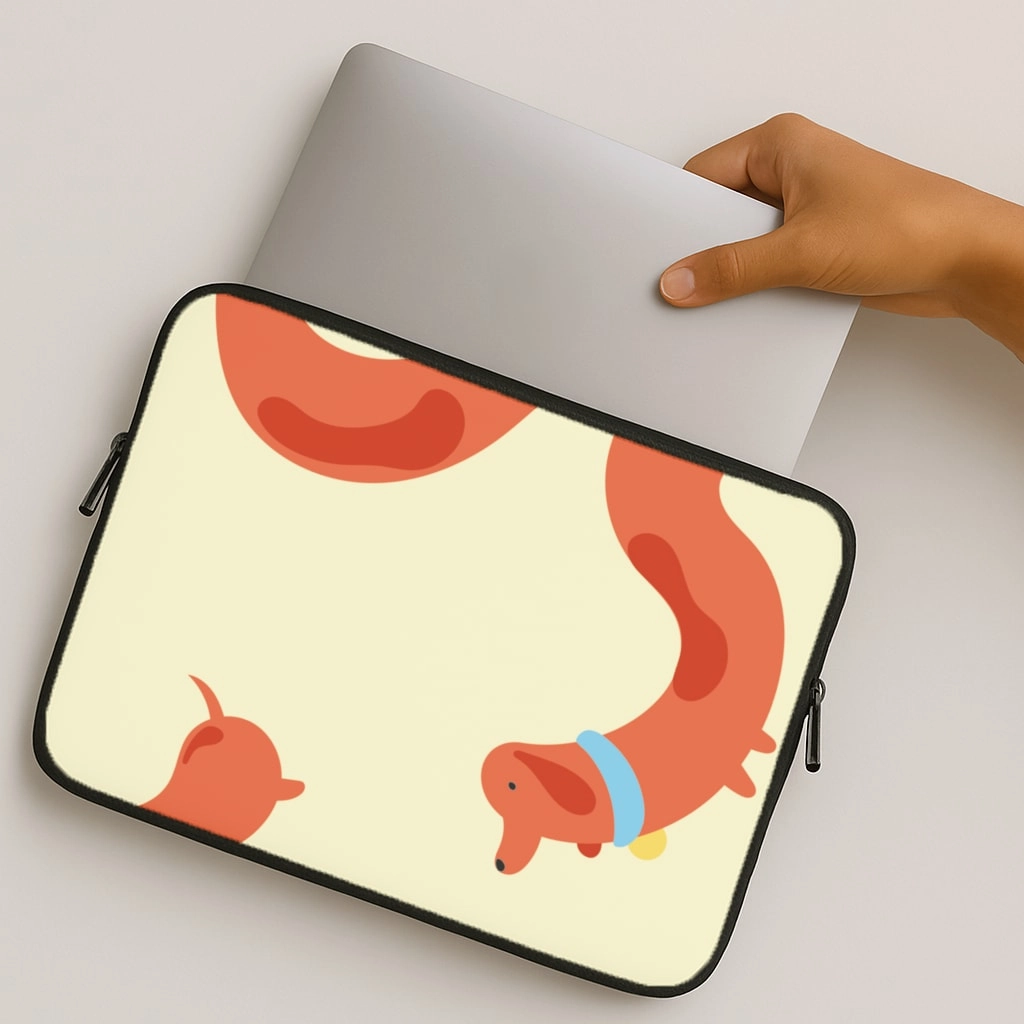 Sausage dog wrapped round - Dachshunds Laptop Sleeve Soft touch layer Crystal Finish