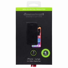 Minimal Texture Layer Lynge Full-Grain 2-in-1 Wallet   Magnetic Case for iPhone 12 mini - Black