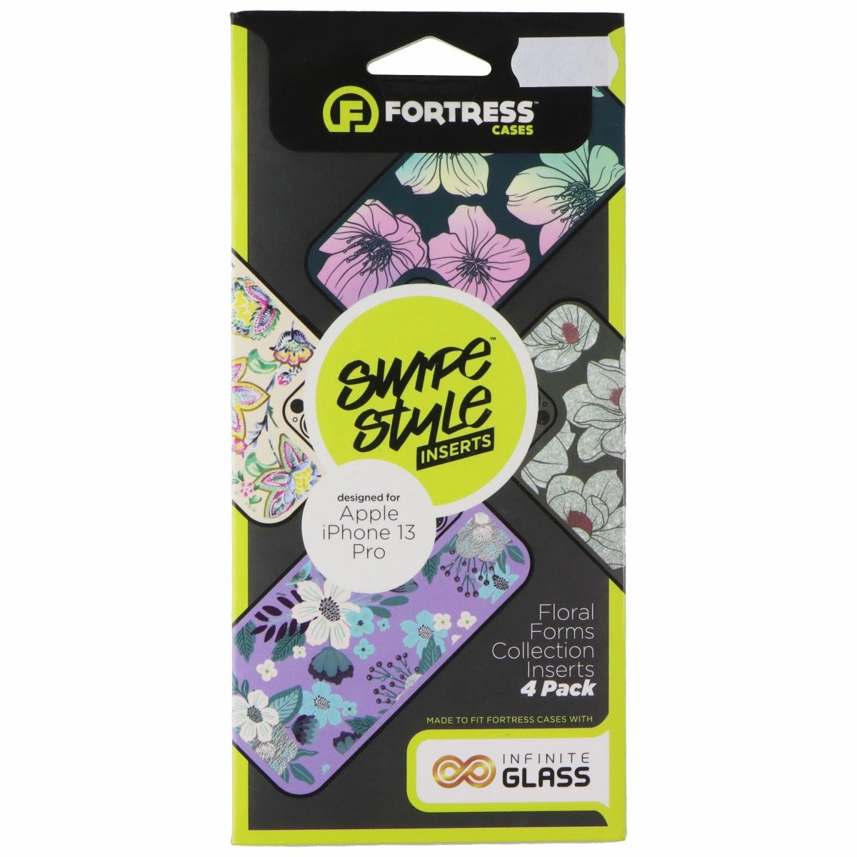 Smooth Pattern Soft Pattern Layer Fortress Swipe Style Inserts (4-Pk) for Apple iPhone 13 Pro - Floral Forms Col.