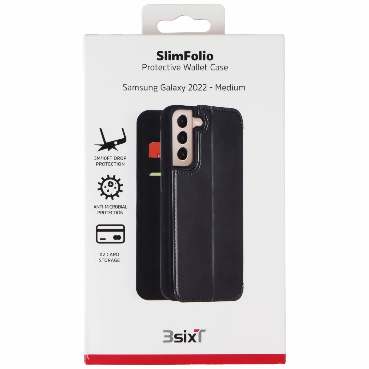 3SIXT SlimFolio Series Case for Samsung Galaxy (S22 ) - Black Strong Frame