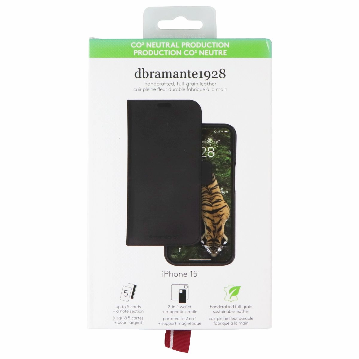 dbramante1928 Lynge 2-in-1 Magnetic Wallet for Apple iPhone 15 - Black Elegant Build Texture Artistic Design