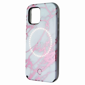 LuMee Halo Lighted Case for Apple iPhone 12 Pro Max - Rose Gold White Marble Glossy Look Premium Protection