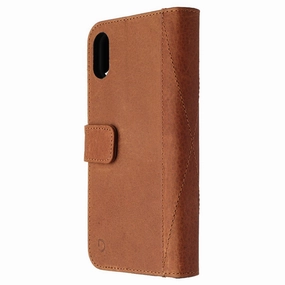DECODED Full Grain Leather Folio   Case for Apple iPhone XR - Cinnamon Brown Fashion Touch