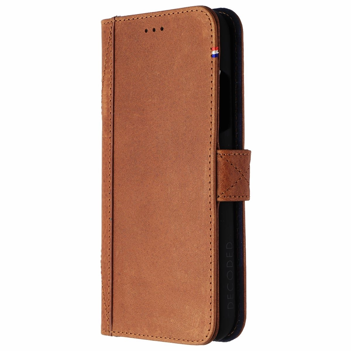 DECODED Full Grain Leather Folio   Case for Apple iPhone XR - Cinnamon Brown Sporty Appeal Lightweight Frame