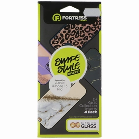 Fortress Swipe Style Inserts (4-Pk) for Apple iPhone 13 Pro 24 Karat Collection Drop Shield Minimal Look