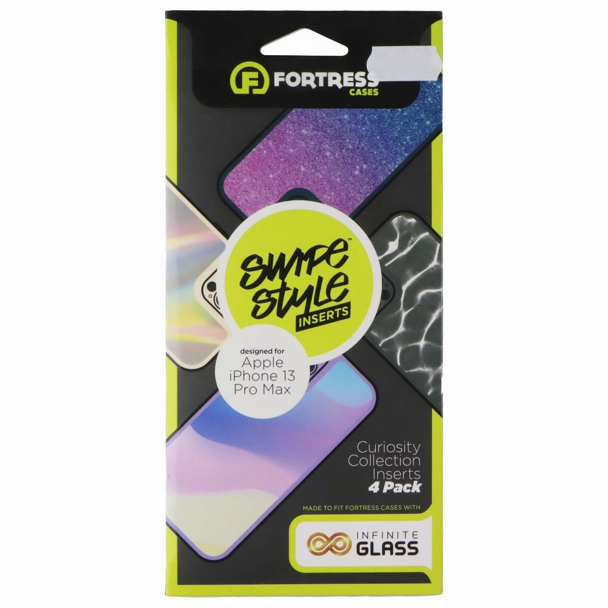 Fortress Swipe Style Inserts (4-Pk) for Apple iPhone 13 Pro Max - Curiosity Col. Fashion Accent Vivid Detail Texture