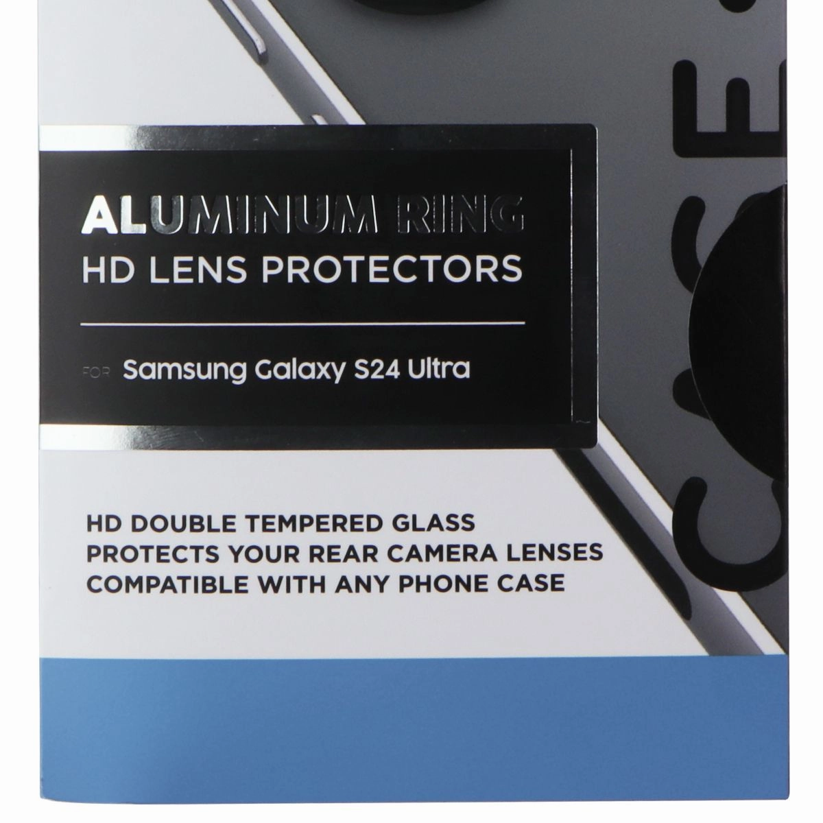 Case-Mate Aluminum Ring HD Lens Protectors for Samsung Galaxy S24 Ultra - Black Bubble-Free Film Edge Protection