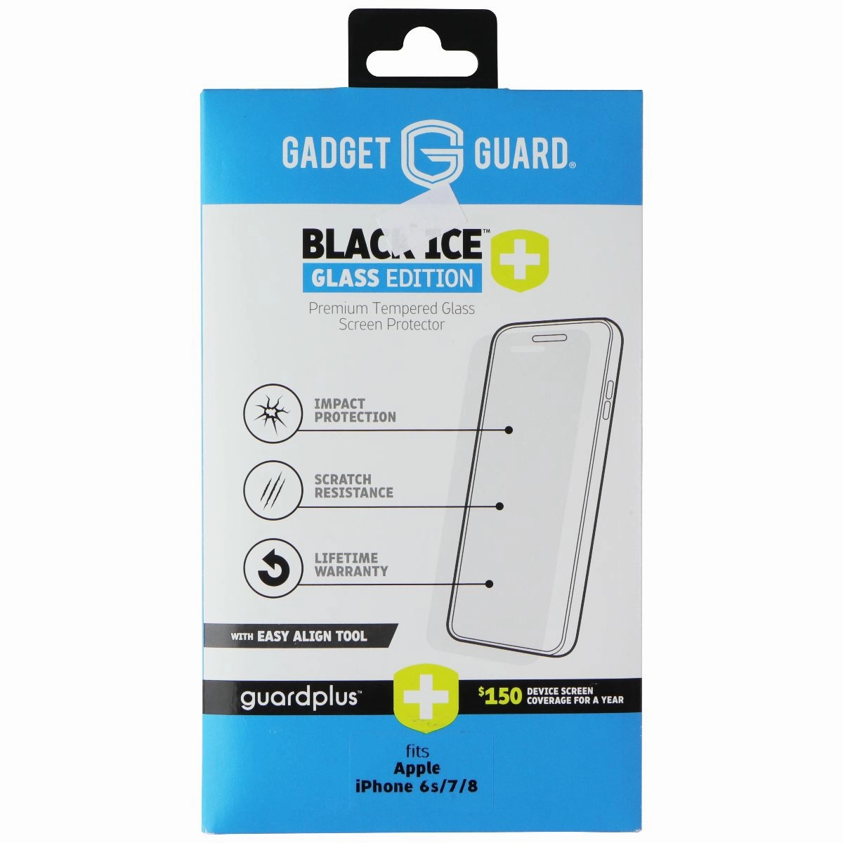 Screen Protector Pro Gadget Guard (Black Ice ) Tempered Glass with Align Tool for iPhone 8/7/6s