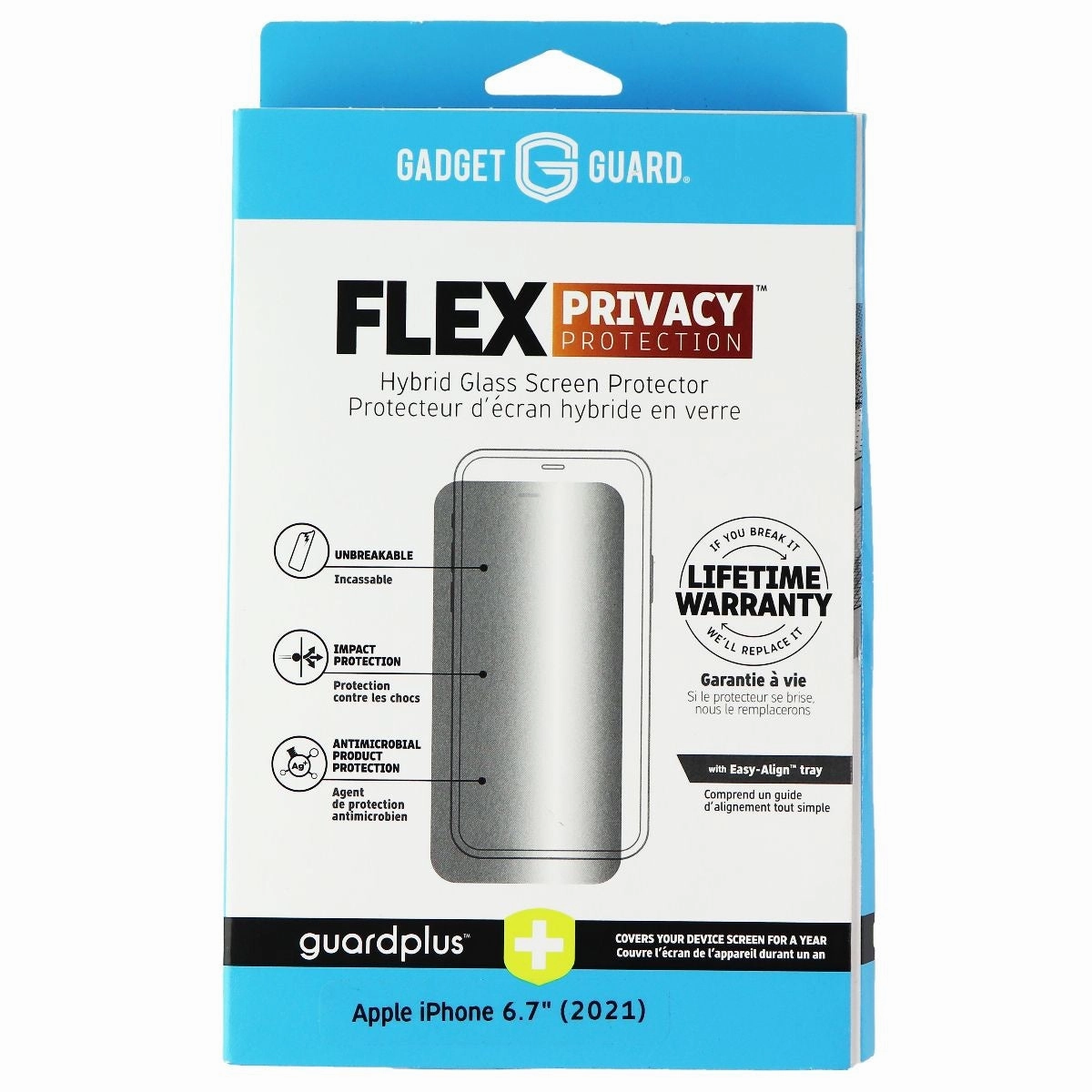 Gadget Guard Flex Privacy Screen Protector for iPhone 13 Pro Max - Privacy/Tint wireless compatible protector Lightweight