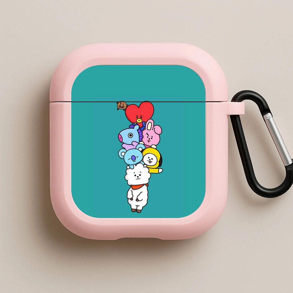 Chic Design Case airpods case for cycling Green BT21 - RJ, Mang, Koya, Chimmy, Cooky, Shooky, Tata - K Pop AirPods Case