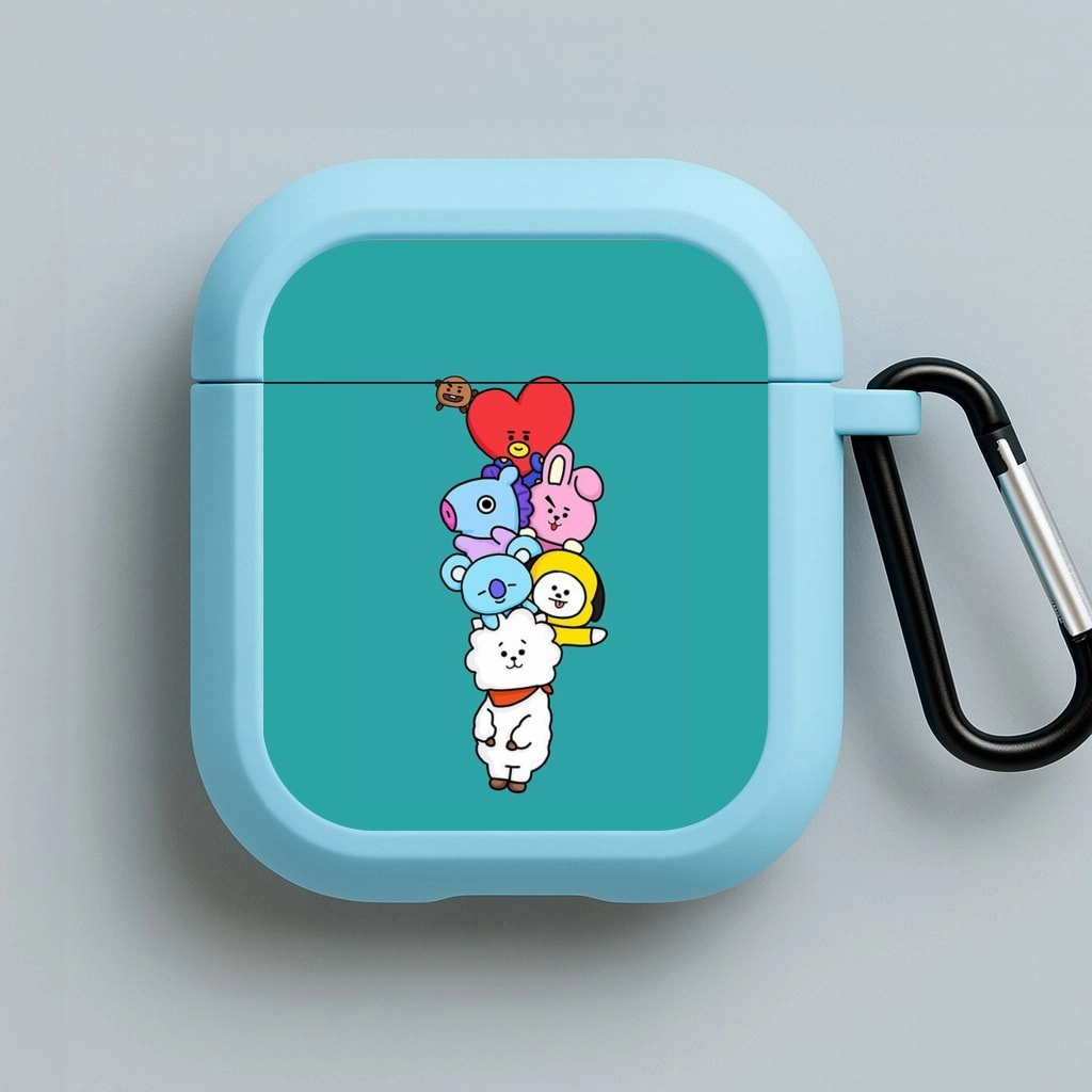 Green BT21 - RJ, Mang, Koya, Chimmy, Cooky, Shooky, Tata - K Pop AirPods Case fashion ergonomic gradient protector