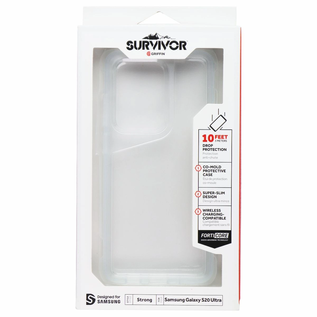 everyday elegance Anti Scratch Layer Griffin Survivor Strong Series Case for Samsung Galaxy S20 Ultra - Clear