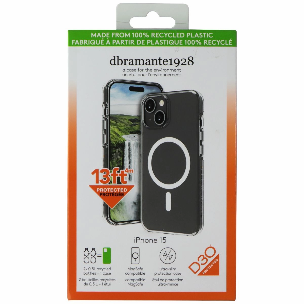 Dbramante1928 Iceland Ultra D30 Slim Case for MagSafe for iPhone 15 - Clear Shock shield
