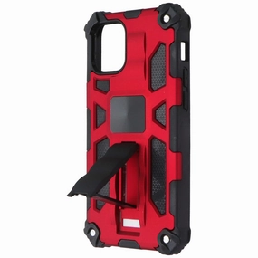 ASMYNA Sturdy Hybrid Series Case with Kickstand for Apple iPhone 12 - Red/Black Grip Enhanced