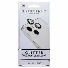 Elizabeth James Ring Lens Protector for iPhone 15/15 Plus - Glitter Smooth Touch Guard