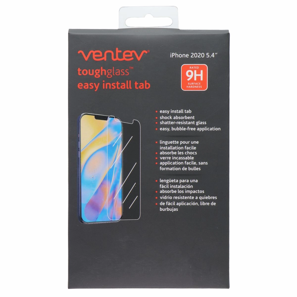 Ventev ToughGlass w/ Easy Install Tab Screen Protector for iPhone 12 Mini shock absorb glass anti scratch film