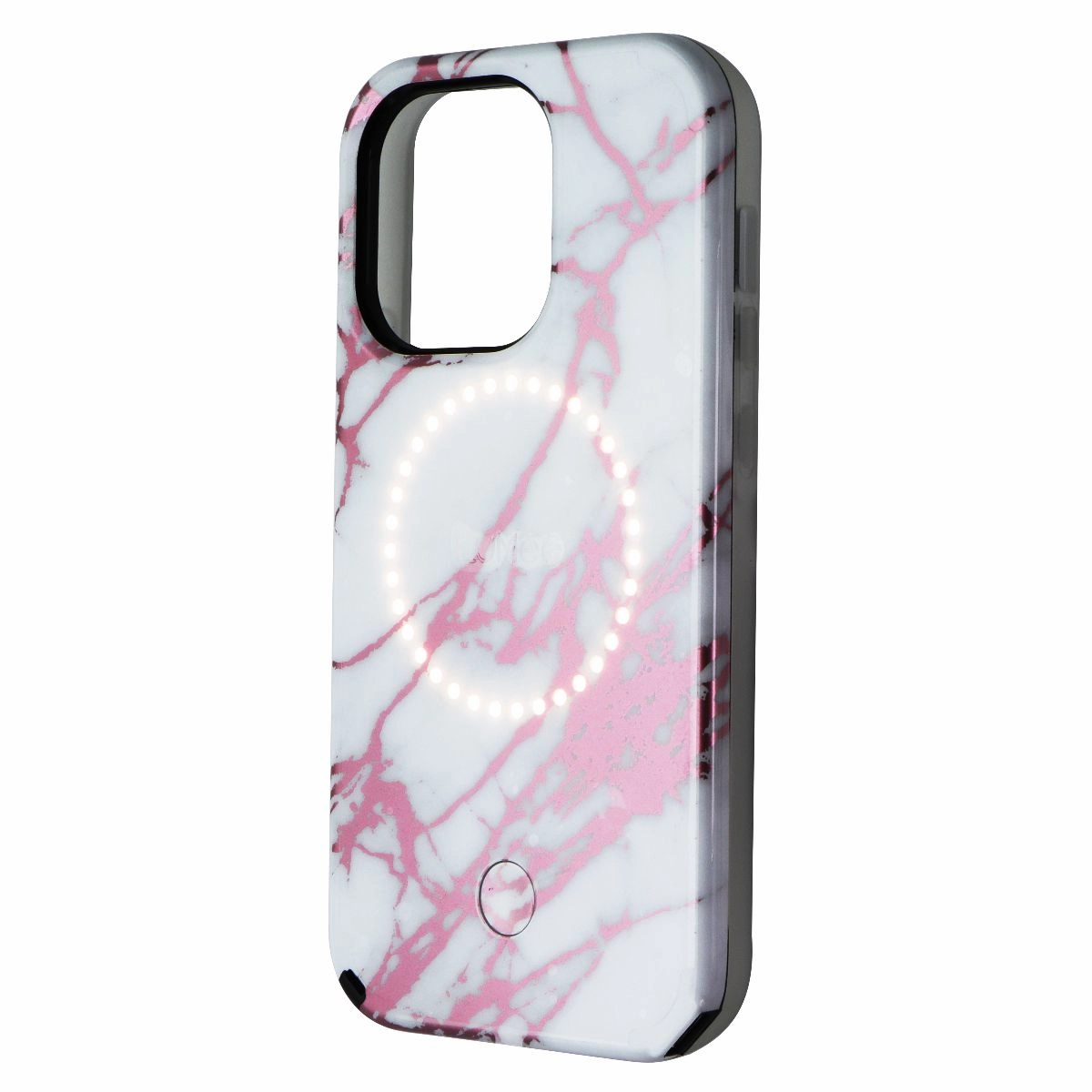 Custom Fit LuMee Halo Lighted Case for Apple iPhone 13 Pro/13/12 Pro/12 - Rose/White Marble
