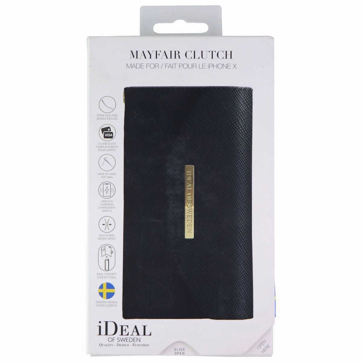iDeal of Sweden Mayfair Clutch Wallet Case for Apple iPhone Xs/X - Black Protective Quality