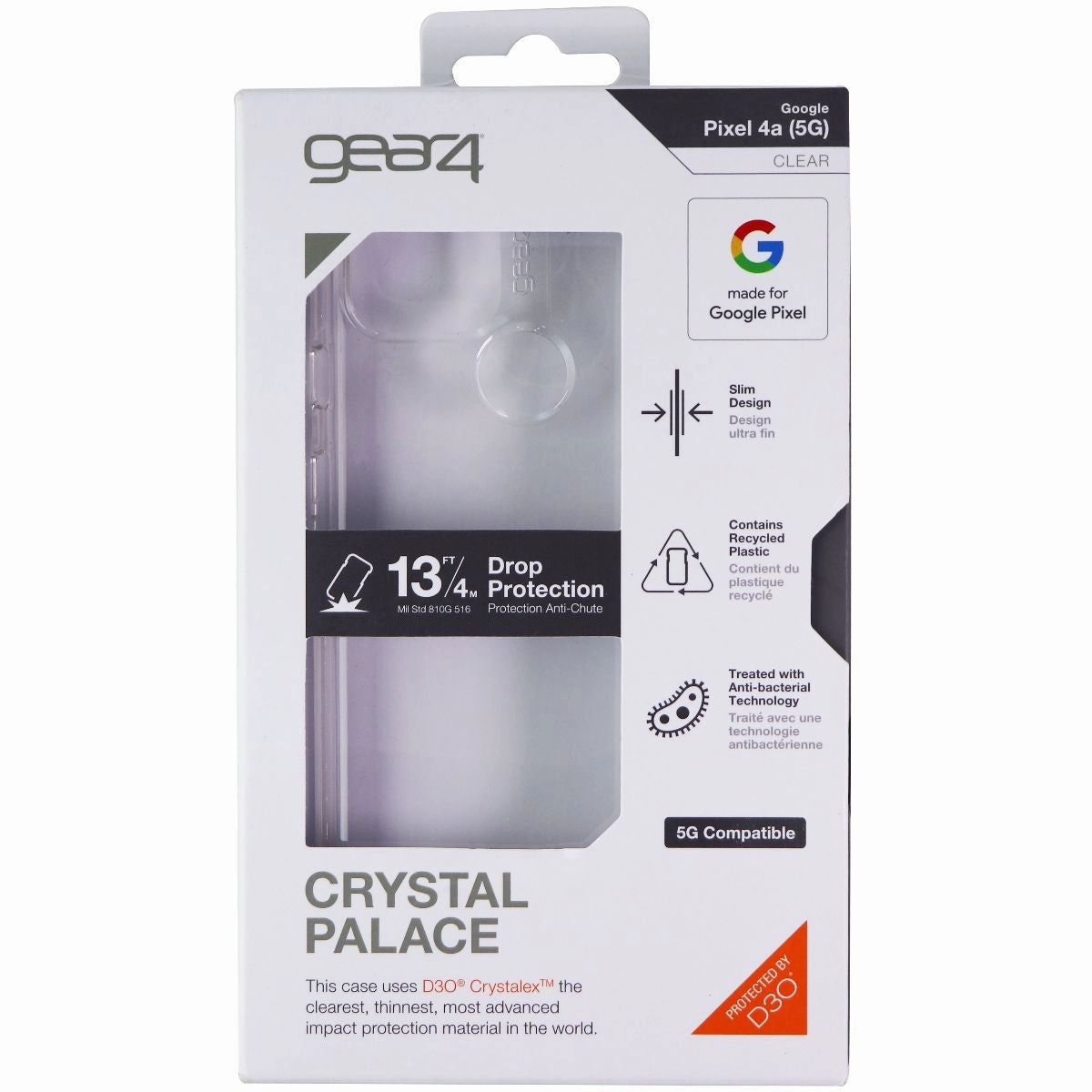 ZAGG Crystal Palace Series Hard Case for Google Pixel 4a (5G) - Clear Ultra light Flexible Grip Texture