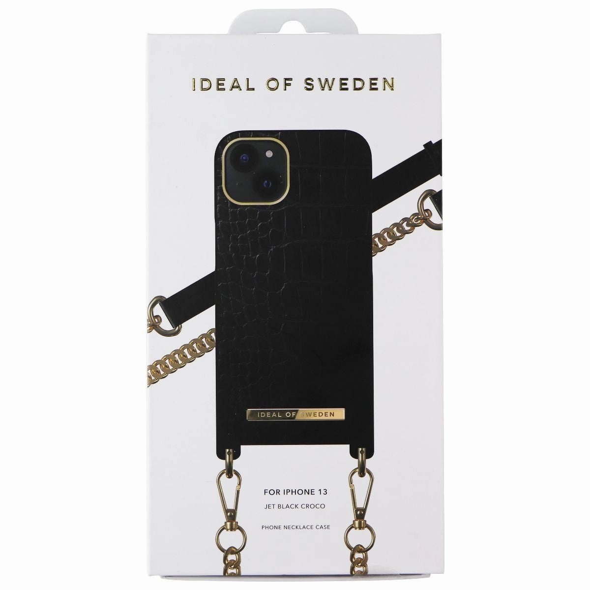 iDeal of Sweden Phone Necklace Case for Apple iPhone 13 - Jet Black Croco Daily Durability Elegant Appearance