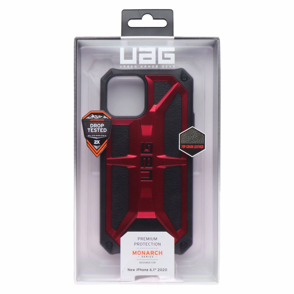 Hybrid Grip Stylish Surface Design UAG Monarch Series Case for Apple iPhone 12/12 Pro - Crimson