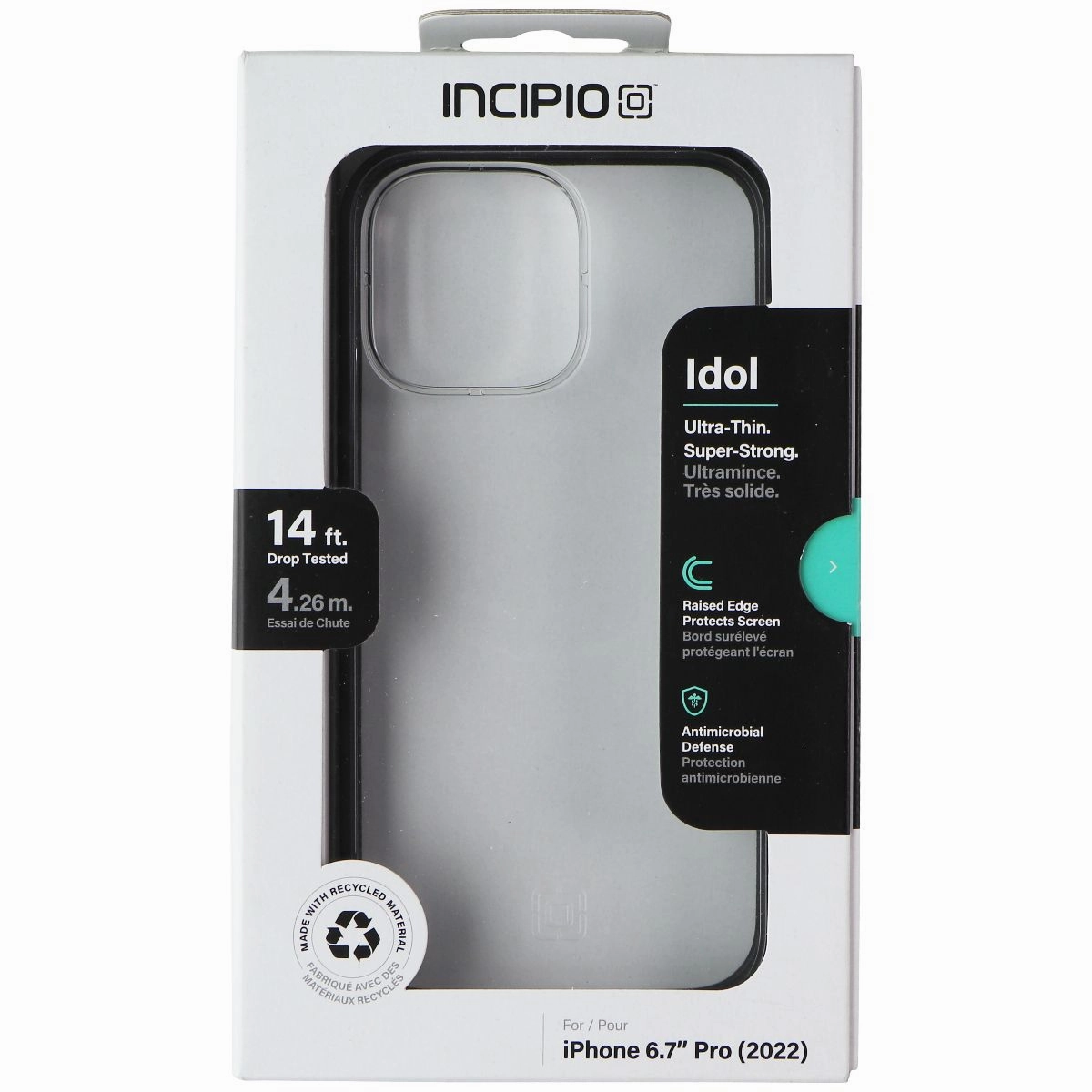 Sleek Surface Smooth Form Texture Incipio Idol Series Case for Apple iPhone 14 Pro Max - Black / Clear