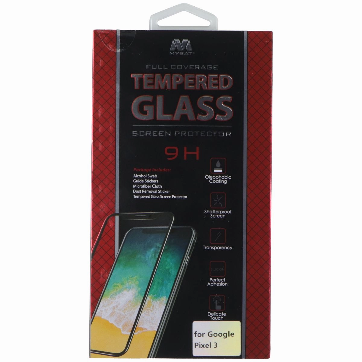 MyBat Full Coverage 9H Tempered Glass Screen Protector for Google Pixel 3 foldable phone protector Nano Guard Elite Max