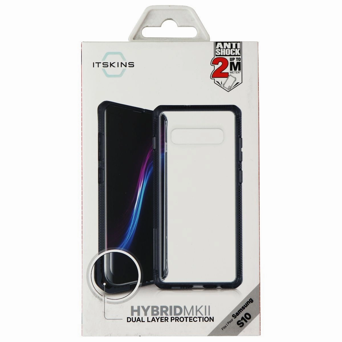ITSKINS Hybrid MK II Dual Layer Case for Samsung Galaxy S10 - Black/Clear Clear Finish Shock Absorber