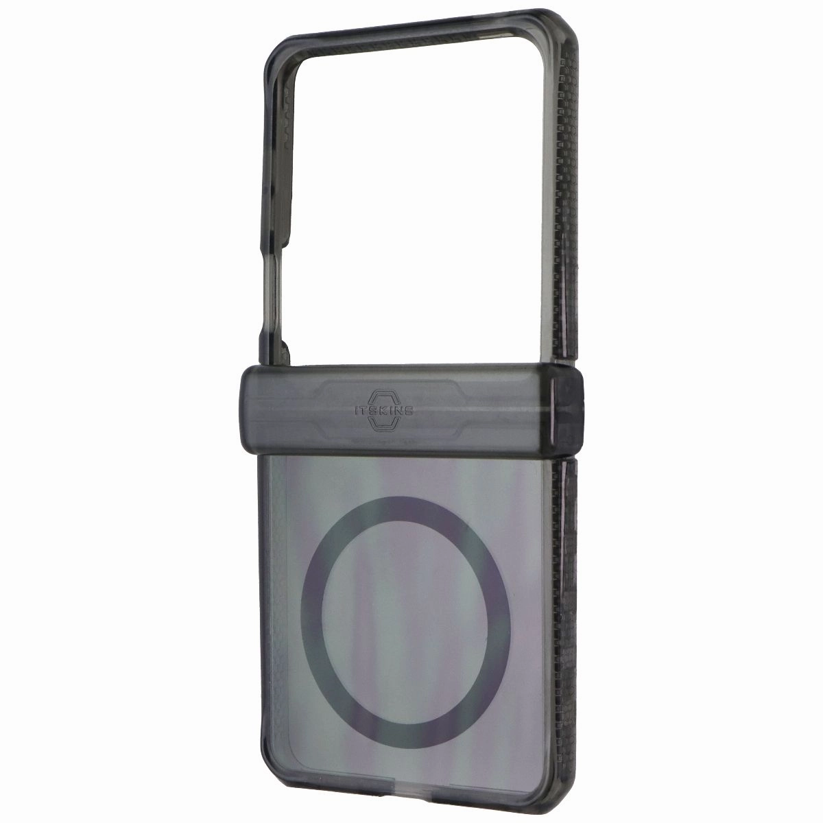 ITSKINS Hybrid R Clear Hinge Case for Samsung Galaxy Z Flip6 - Smoke Luxury Layer Texture
