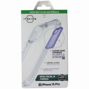 Modern Detail Stylish Layer Texture ITSKINS Spectrum_R // Mood Series Case for Apple iPhone 15 Pro - Clear / Purple