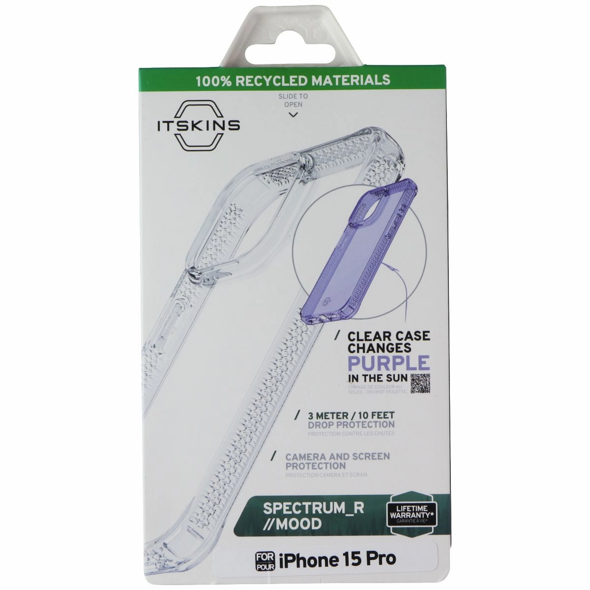 Modern Detail Stylish Layer Texture ITSKINS Spectrum_R // Mood Series Case for Apple iPhone 15 Pro - Clear / Purple