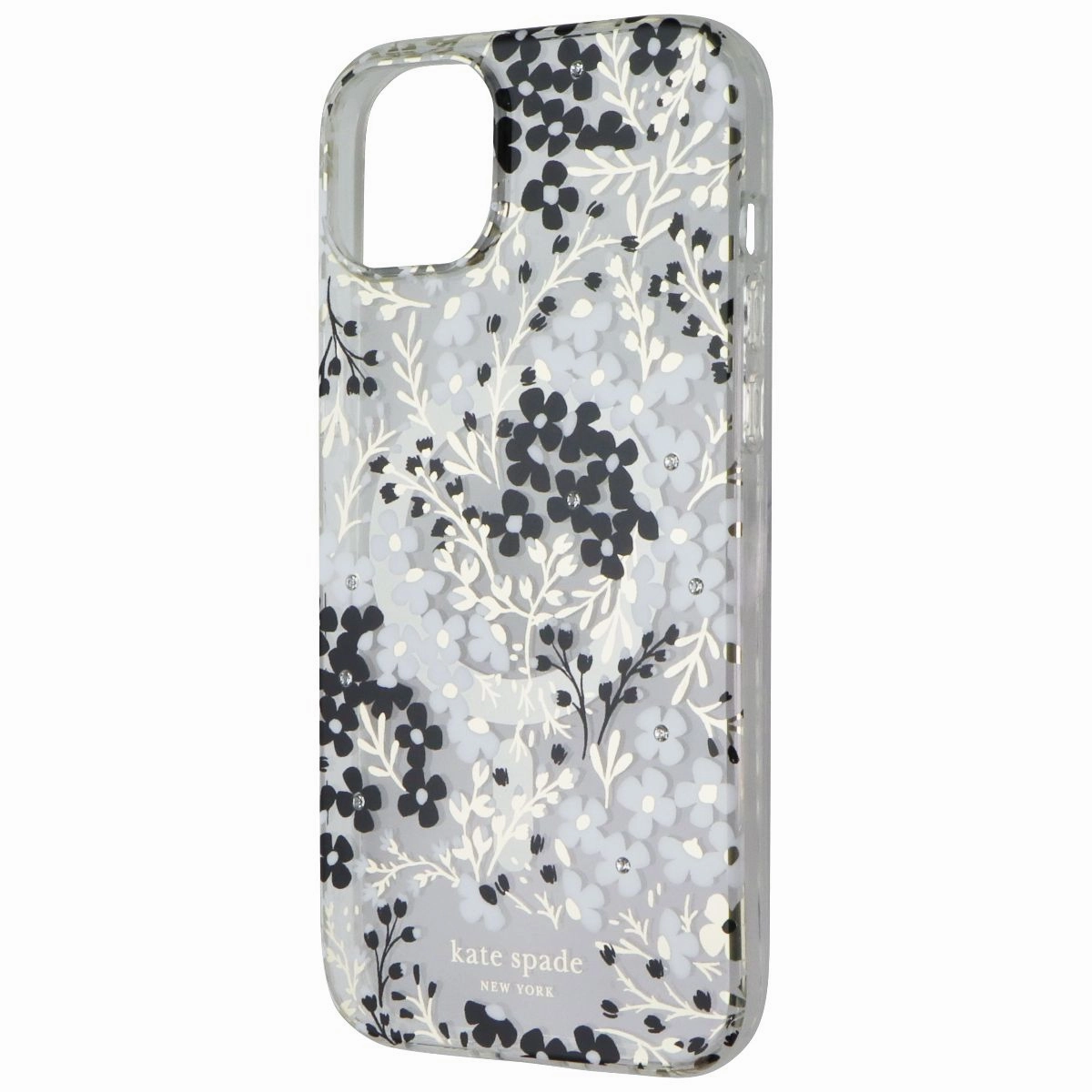 Kate Spade Case for MagSafe for Apple iPhone 15 Plus - Black/White Multi Floral simple design Smooth Edge Design