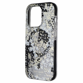 Luxury Coating Refined Shield Kate Spade Case for MagSafe for iPhone 15 Pro - Multi Floral Black and White