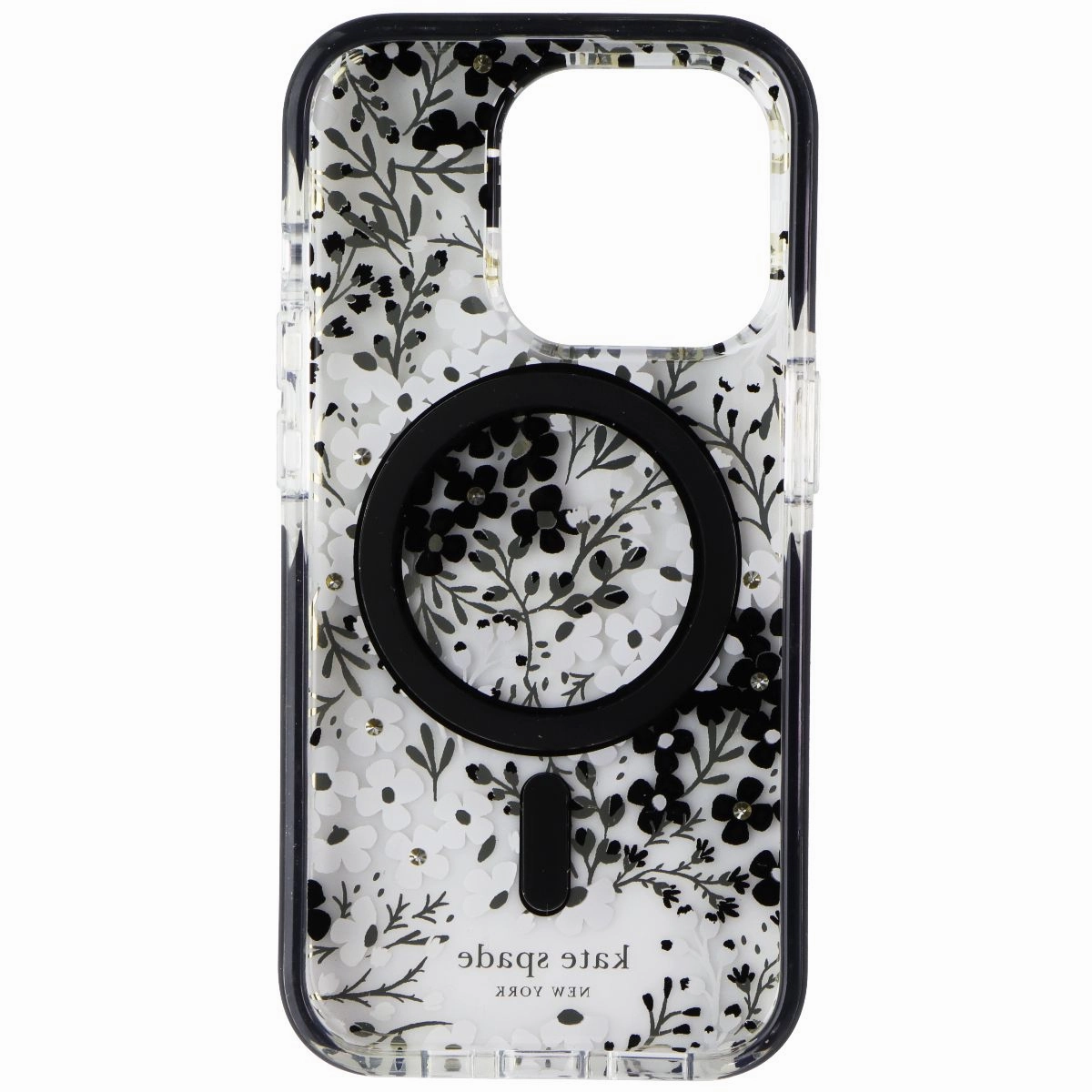 Kate Spade Case for MagSafe for iPhone 15 Pro - Multi Floral Black and White Everyday Look