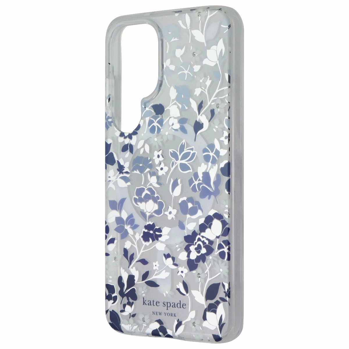 Kate Spade Protective Case for MagSafe for Galaxy S25 - Flowerbed Blue Gems Smooth Texture Pattern