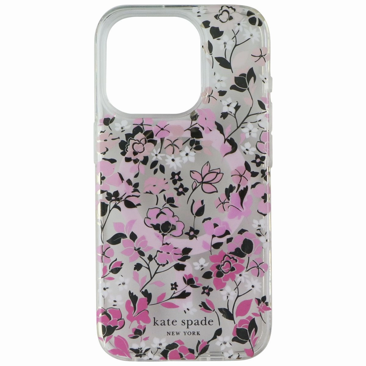 Scratch Guard Refined Pattern Kate Spade Protective Case for MagSafe for iPhone 15 Pro - Flowerbed Pink Ombre