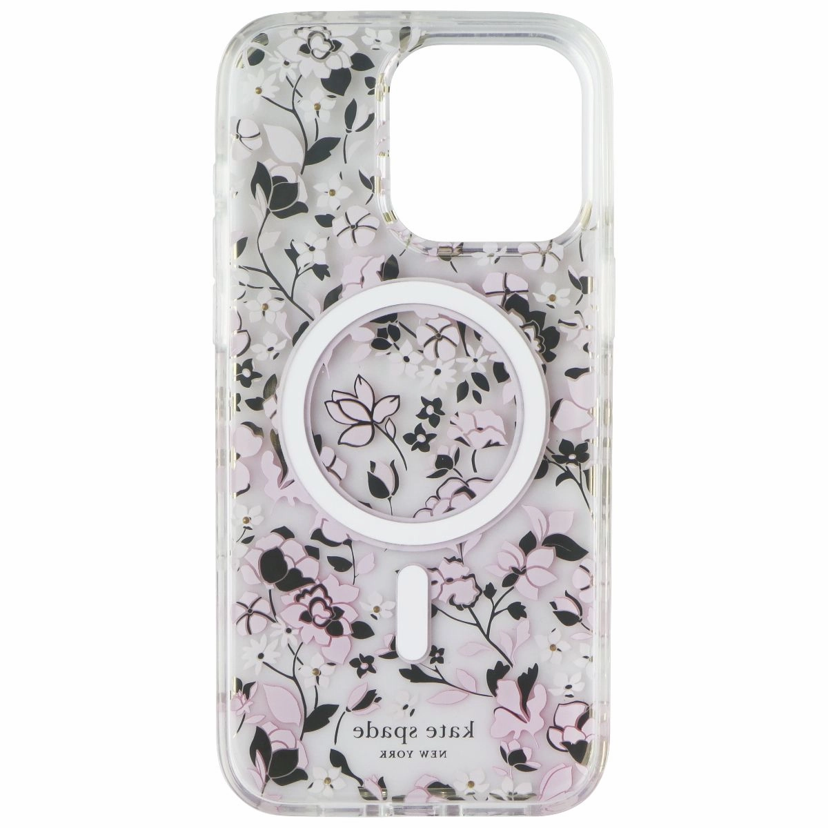 Stylish Surface Design Dual Layer Kate Spade Protective Case for MagSafe for iPhone 15 Pro Max - Flowerbed Pink