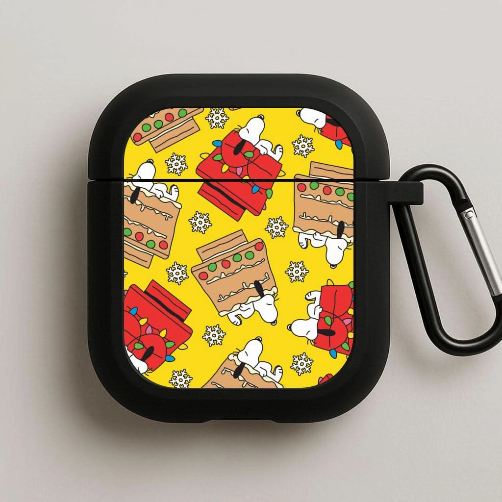 Water Resistant Shell minimalist ergonomic pocket silicone shell Cartoon Beagle Fairylights And Gingerbead Pattern AirPods Case