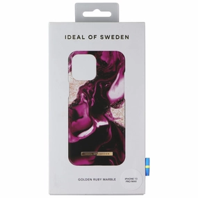 iDeal of Sweden Printed Case for iPhone 13 Pro Max - Golden Ruby Marble Gloss Surface Layer Soft Feel
