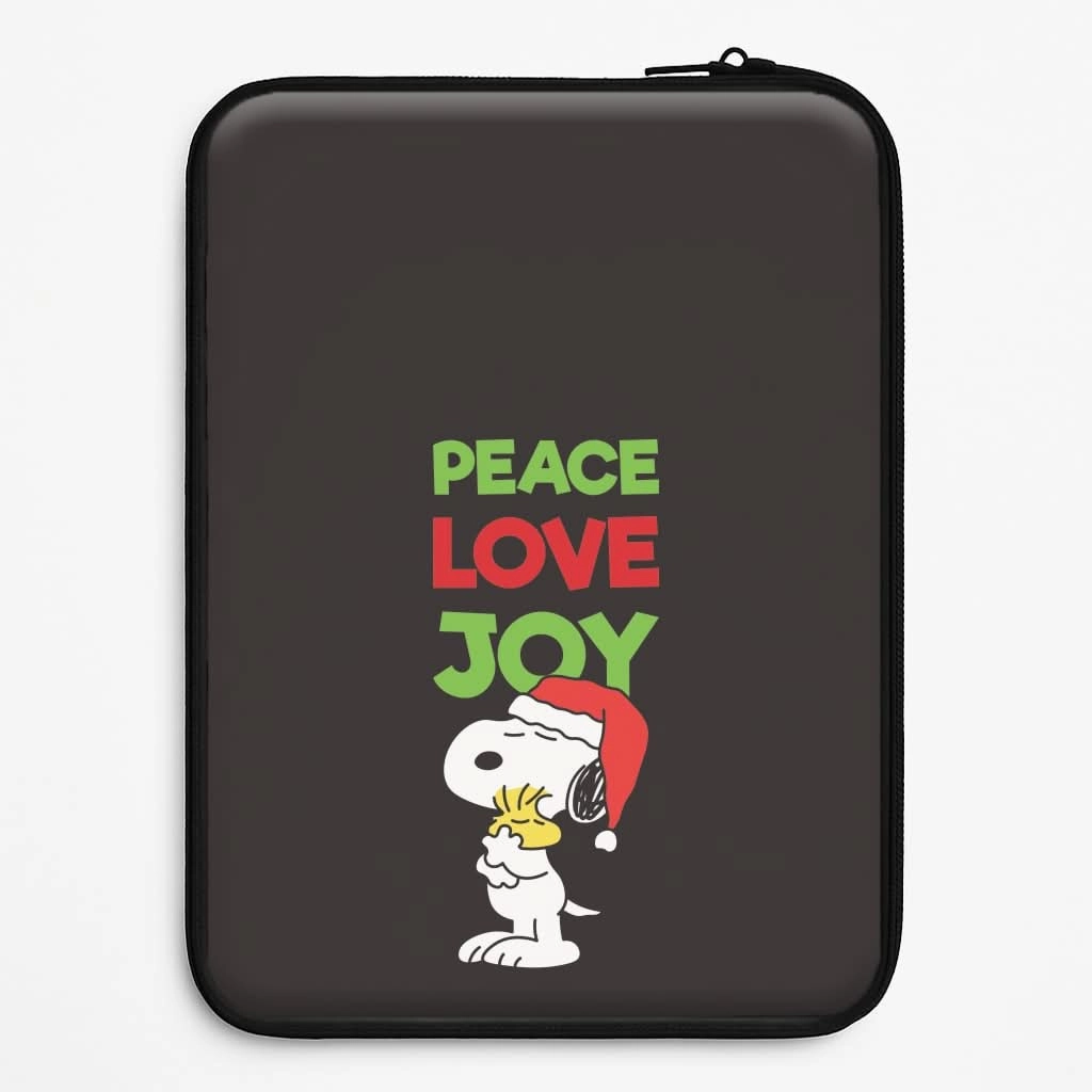 Peace, Love, Joy Christmas Cartoon Beagle Laptop Sleeve Heat resistant