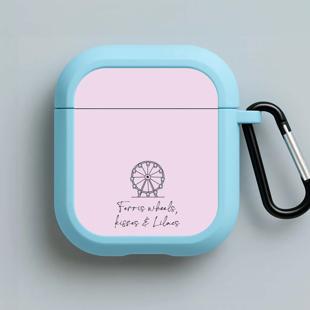 vivid pastel commuter leather airpods shell Ferris Wheels, Kisses & Lilacs AirPods Case