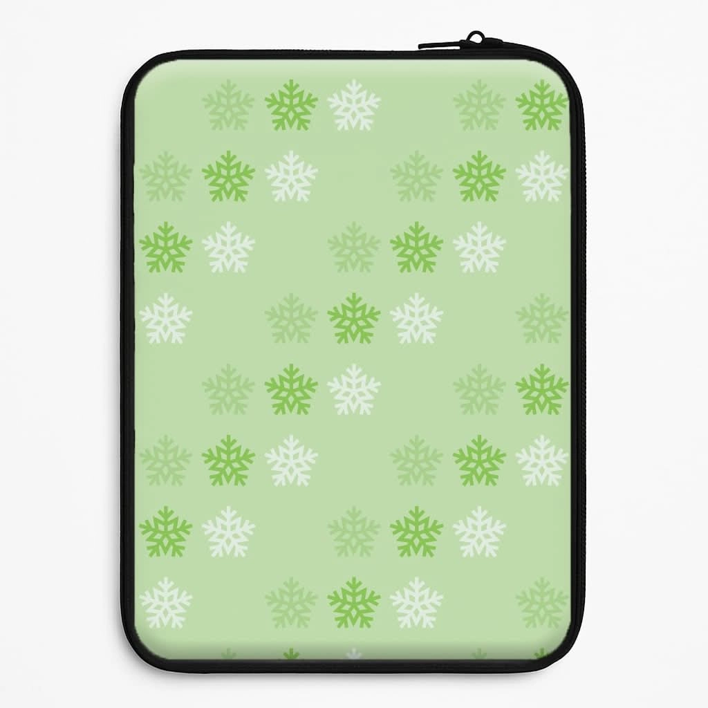 Flexible Texture Luxury Finish Texture Green Slowflakes Christmas Pattern Laptop Sleeve