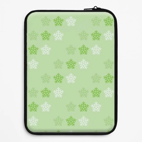 Flexible Texture Luxury Finish Texture Green Slowflakes Christmas Pattern Laptop Sleeve
