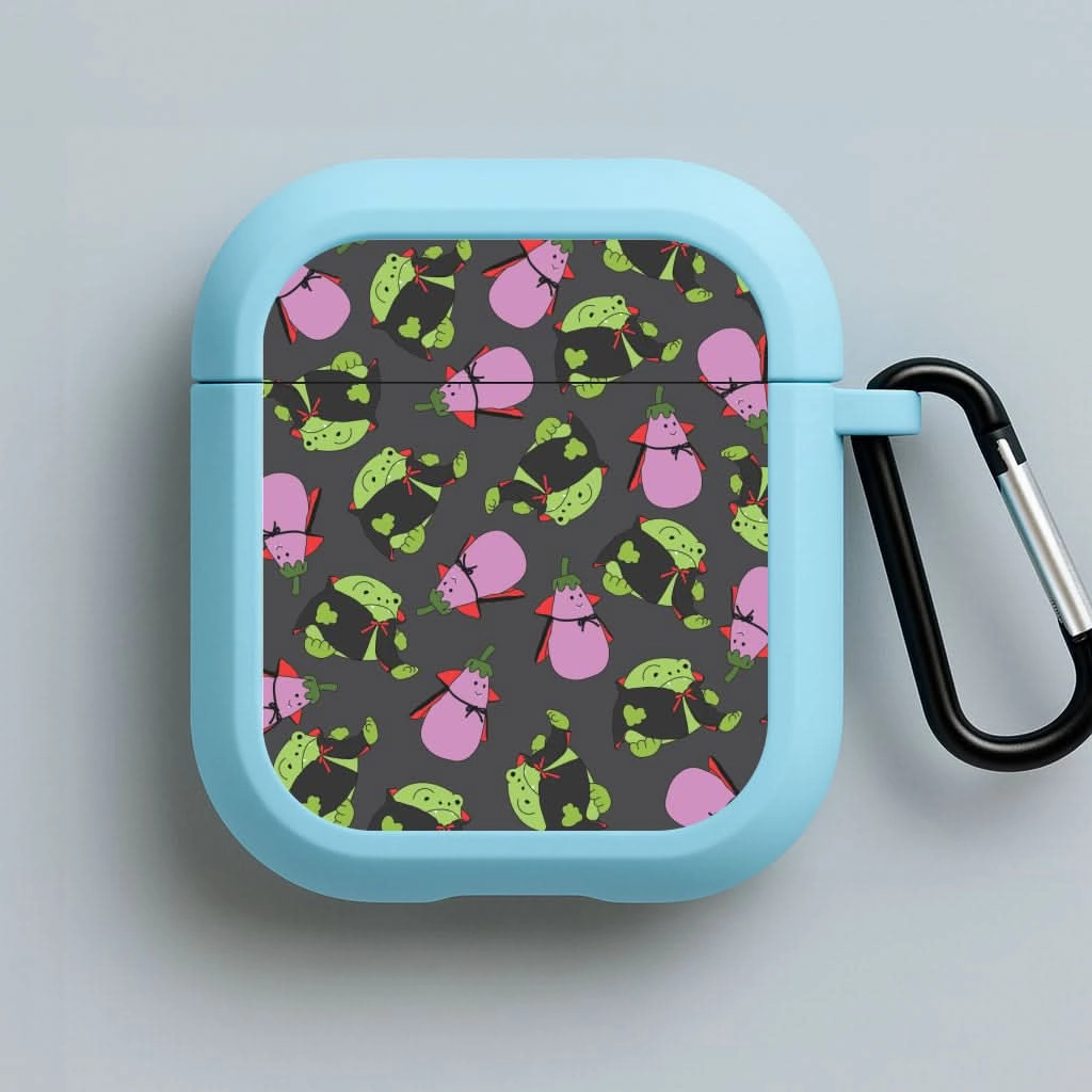Vampire Frogs And Vegetables Pattern - Halloween AirPods Case vivid gradient soft touch airpods protector