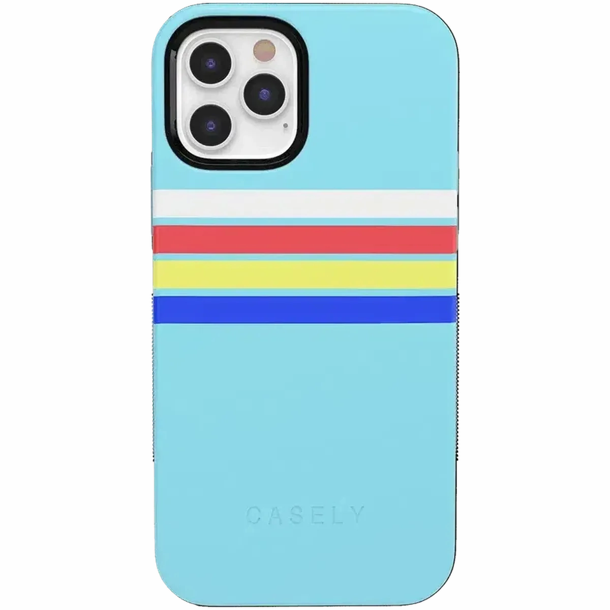 Minimal Aesthetic Totally Groovy | Teal Rainbow Stripes Color Block Case