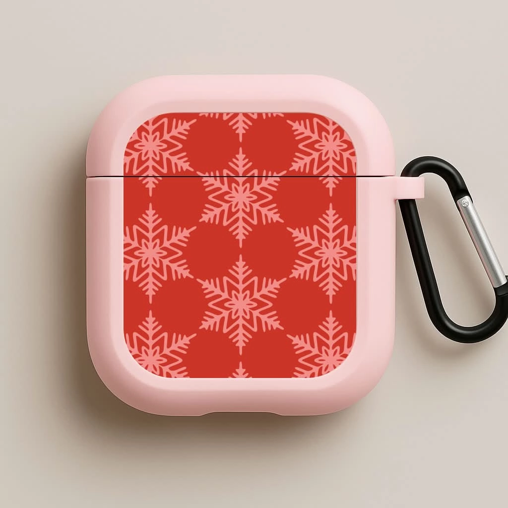 Red Giant Snowflakes Christmas Pattern AirPods Case Flexible Rubber Protector Soft Rubber Case