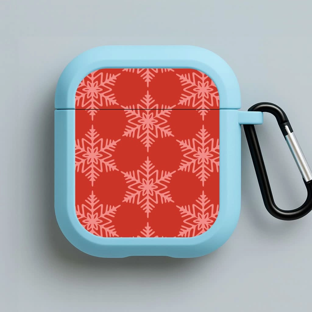 eco vegan silicone shell Portable Protective Shell Red Giant Snowflakes Christmas Pattern AirPods Case